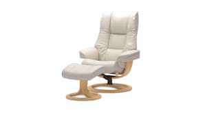 Freya Leather Recliner and Footstool - Snow