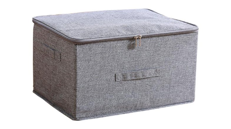 SOGA Large Dual Zipper Fabric Storage Box - Grey SOGA Large Dual Zipper Fabric Storage Box - Grey