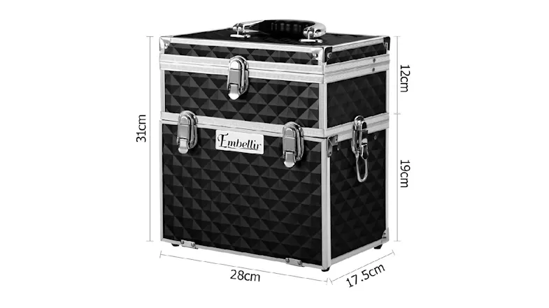 Embellir Portable Makeup Carry Case with Mirror - Black Embellir Portable Makeup Carry Case with Mirror - Black