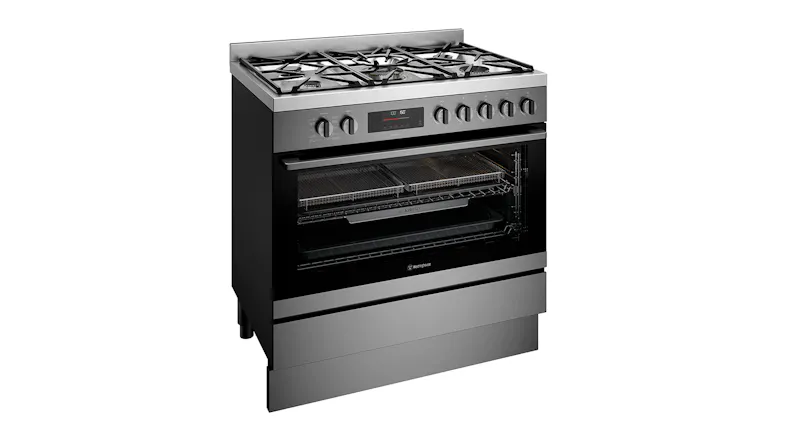 Westinghouse 90cm Pyrolytic Dual Fuel Freestanding Oven with Gas Cooktop - Dark Stainless Steel (WFEP9717DD) Westinghouse 90cm Pyrolytic Dual Fuel Freestanding Oven with Gas Cooktop - Dark Stainless Steel (WFEP9717DD)