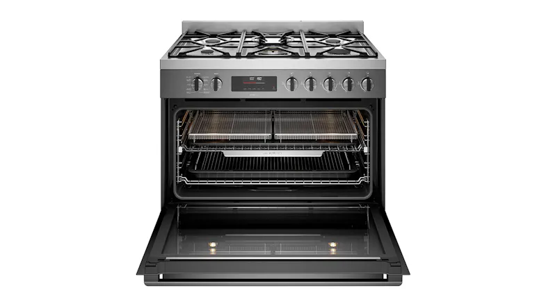 Westinghouse 90cm Pyrolytic Dual Fuel Freestanding Oven with Gas Cooktop - Dark Stainless Steel (WFEP9717DD) Westinghouse 90cm Pyrolytic Dual Fuel Freestanding Oven with Gas Cooktop - Dark Stainless Steel (WFEP9717DD)