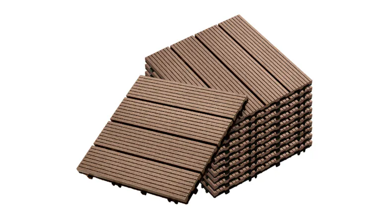SOGA Outdoor Composite Decking Tiles 11pcs. - Light Chocolate Wood 2 SOGA Outdoor Composite Decking Tiles 11pcs. - Light Chocolate Wood 2