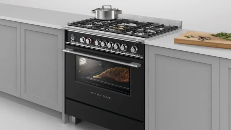 Fisher & Paykel 90cm Dual Fuel Freestanding Oven with Gas Cooktop - Black (Series 9/OR90SCG6B1) Fisher & Paykel 90cm Dual Fuel Freestanding Oven with Gas Cooktop - Black (Series 9/OR90SCG6B1)