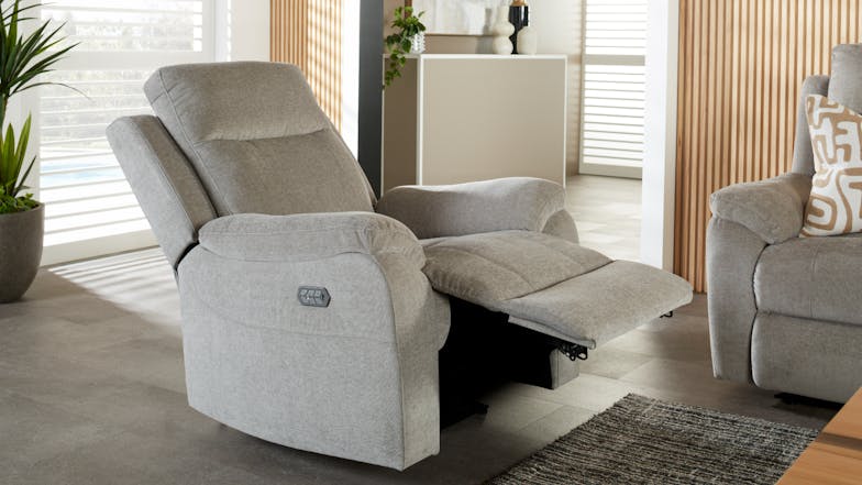 Luximo 3 Seater Fabric Electric Recliner Sofa - Slate