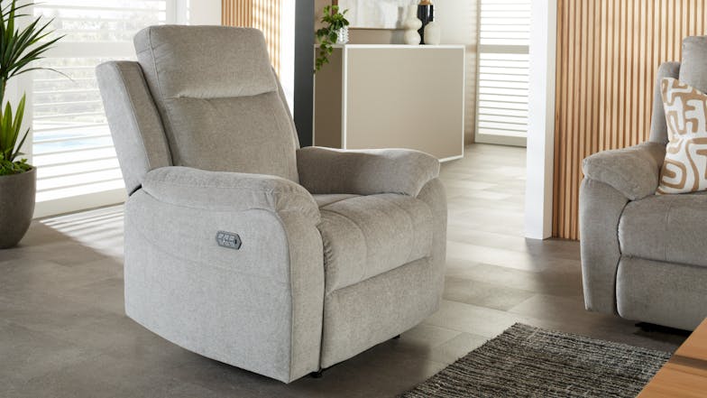 Luximo 3 Seater Fabric Electric Recliner Sofa - Slate