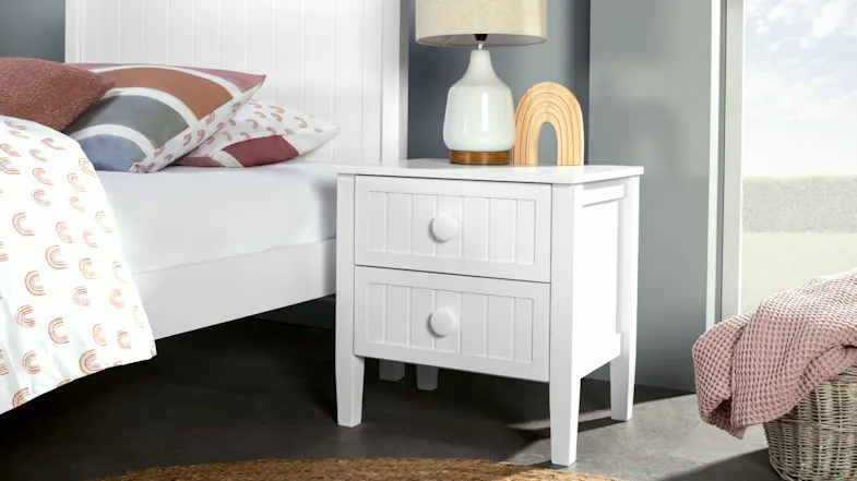 Neves 2 Drawer Bedside Table - White Neves 2 Drawer Bedside Table - White