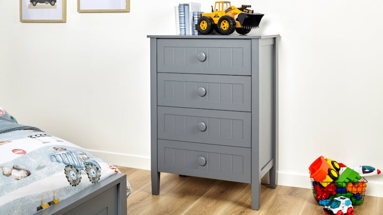 Neves 4 Drawer Tallboy - Grey Neves 4 Drawer Tallboy - Grey