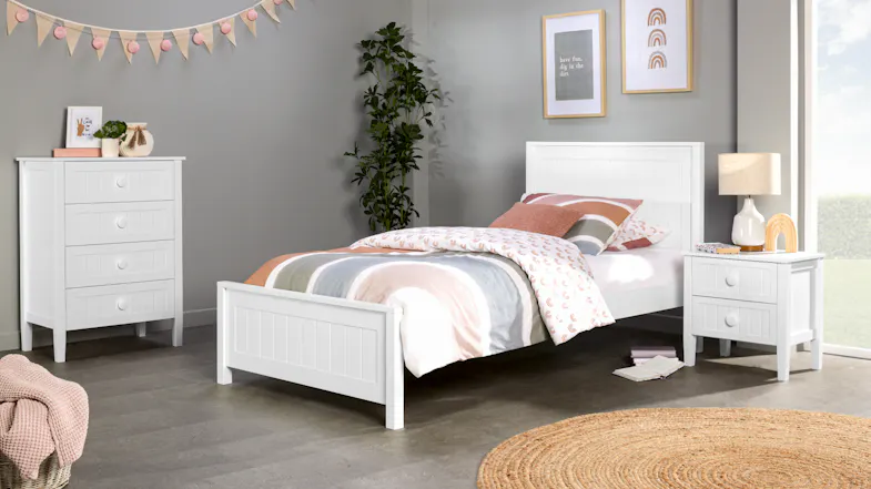 Neves King Single Bed Frame - White Neves King Single Bed Frame - White