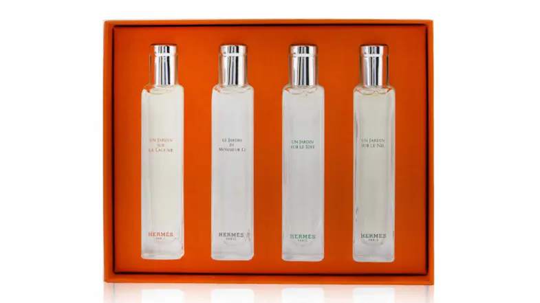 Hermes Jardins Eau De Toilette Travel Set: Un Jardin Sur La Lagune, Le Jardin De Monsieur Li, Un Jardin Sur Le Toit, Un Jardin Sur Le Nil - 4x15ml/0.5oz Hermes Jardins Eau De Toilette Travel Set: Un Jardin Sur La Lagune, Le Jardin De Monsieur Li, Un Jardin Sur Le Toit, Un Jardin Sur Le Nil - 4x15ml/0.5oz