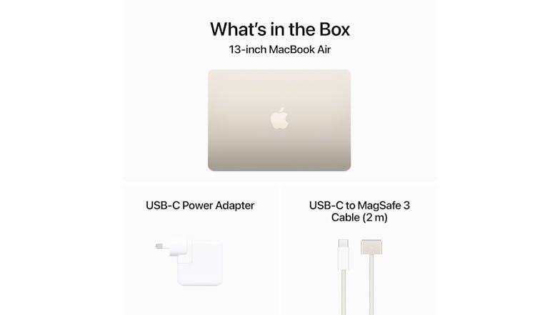 Apple MacBook Air 13" with M3 Chip 8-Core CPU/8-Core GPU 8GB-RAM 256GB-SSD - Starlight (2024)