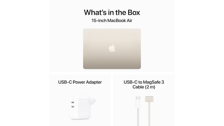 Apple MacBook Air 15" with M3 Chip 8-Core CPU/10-Core GPU 8GB-RAM 512GB-SSD - Starlight (2024)