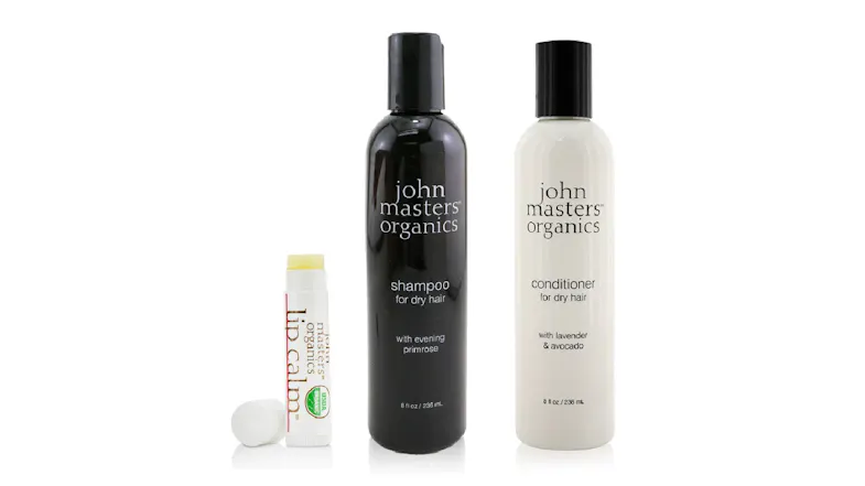 John Masters Organics Shampoo For Dry Hair with Evening Primrose 236ml+Conditioner For Dry Hair with Lavender & Avocado 236ml+Lip Calm 4g - 3pcs John Masters Organics Shampoo For Dry Hair with Evening Primrose 236ml+Conditioner For Dry Hair with Lavender & Avocado 236ml+Lip Calm 4g - 3pcs