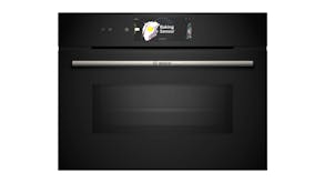 Bosch 45cm Pyrolytic 22 Function Built-In Compact Microwave Oven - Black (Series 8/CMG778NB1)