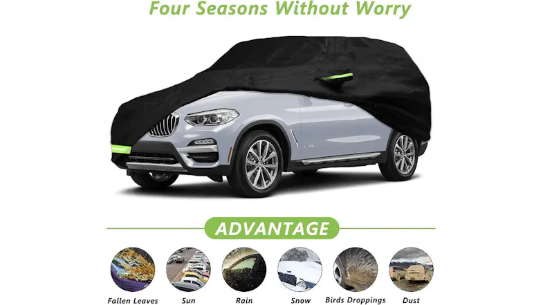 Kmall Heavy Duty Lined SUV Car Cover with Lock, Zipper 4.4m - Black Kmall Heavy Duty Lined SUV Car Cover with Lock, Zipper 4.4m - Black