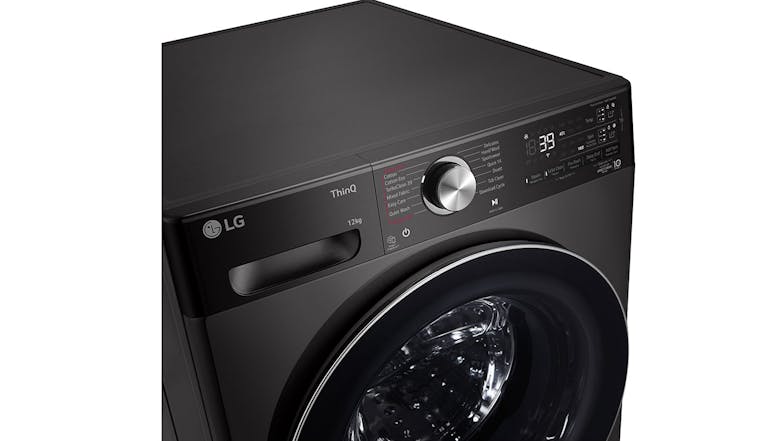 LG 12kg 12 Program Front Loading Washing Machine - Black Steel (Series 10/WV10-1412B)