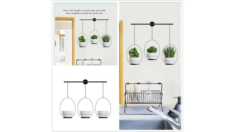 Kmall 3 Pot Modern Oval Decorative Plant Hanger - White Kmall 3 Pot Modern Oval Decorative Plant Hanger - White