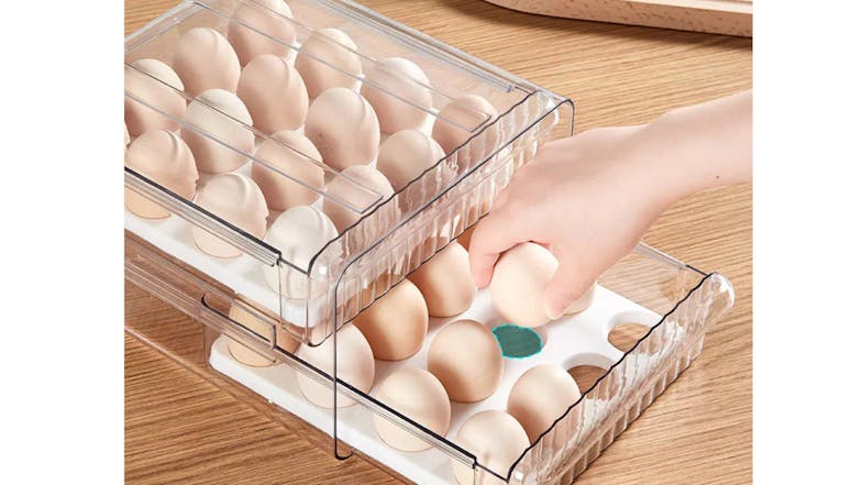 Kmall Plastic 32-Cell Refrigerator Egg Carton - Green