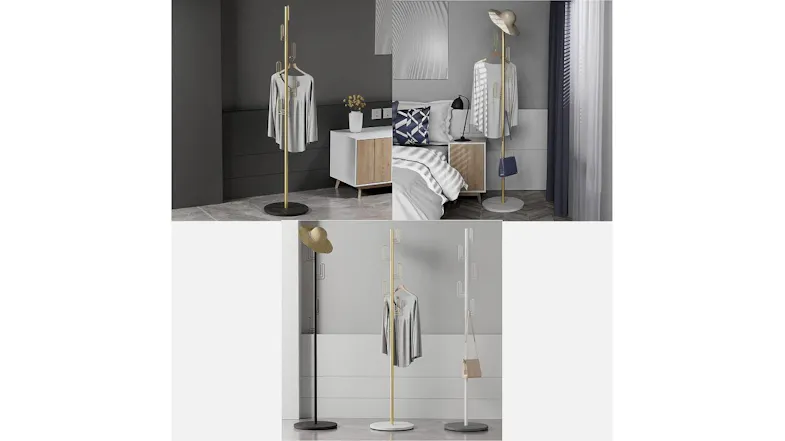 Kmall Cactus Design Coat Stand with Stone Base - White Kmall Cactus Design Coat Stand with Stone Base - White