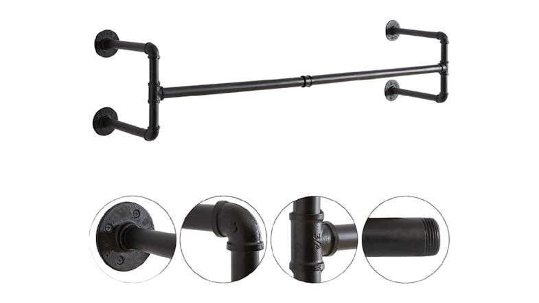 Kmall Industrial Pipe Wall Mounted Garment Rack 105cm - Matte Black Kmall Industrial Pipe Wall Mounted Garment Rack 105cm - Matte Black