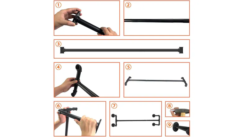 Kmall Industrial Pipe Wall Mounted Garment Rack 105cm - Matte Black Kmall Industrial Pipe Wall Mounted Garment Rack 105cm - Matte Black