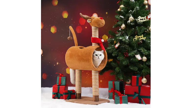 Kmall Cat Cubby with Sisal Scratching Post 77cm - Deer Kmall Cat Cubby with Sisal Scratching Post 77cm - Deer
