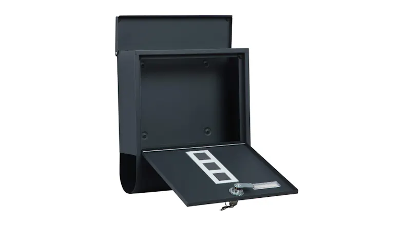 Kmall Lockable Mailbox with Number Slots, Name Plate, Circular Hole - Matte Black Kmall Lockable Mailbox with Number Slots, Name Plate, Circular Hole - Matte Black