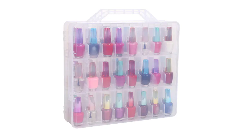Kmall 48 Compartment Plastic Nail Polish Storage Case with Handle - Clear Kmall 48 Compartment Plastic Nail Polish Storage Case with Handle - Clear