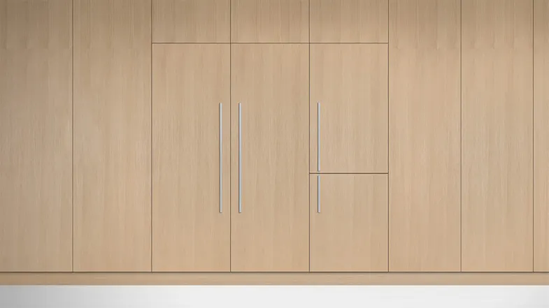 A view of the unit installed flush on a light wooden minimalistic wall A view of the unit installed flush on a light wooden minimalistic wall