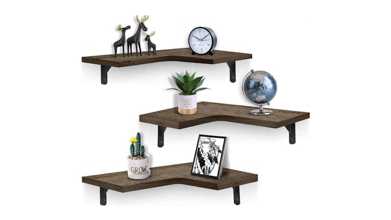 Kmall Floating Corner Shelf 3pcs. - Dark Wood Kmall Floating Corner Shelf 3pcs. - Dark Wood