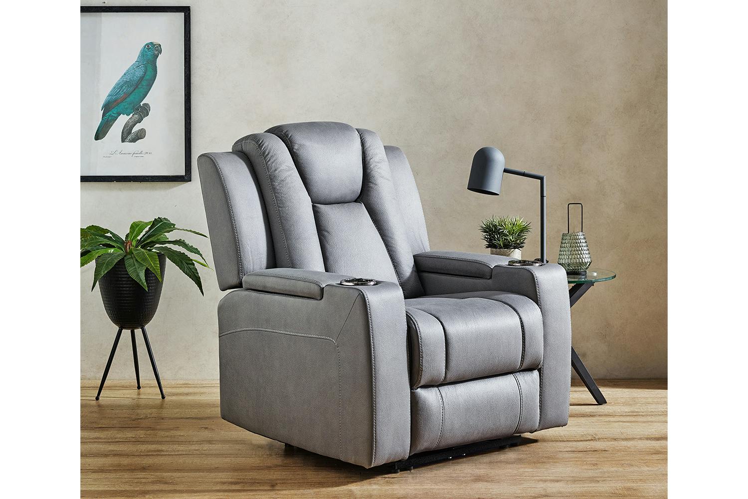 White Haven Fabric Electric Recliner Chair