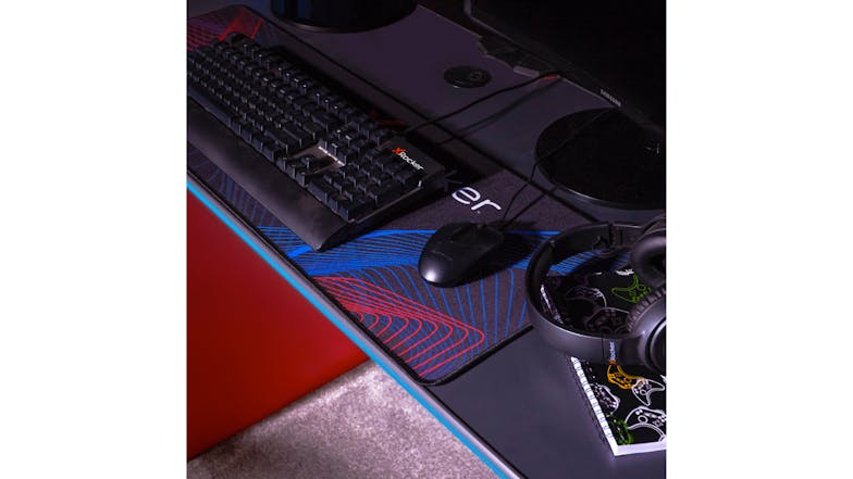 X Rocker Carbon-Tek Gaming Desk with LED Lighting, Wireless Charging