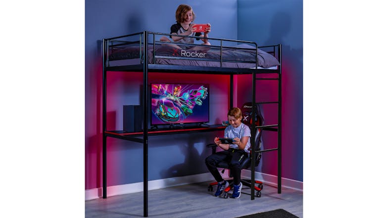 X Rocker HQ High-Rise Loft Gaming Bed with Desk Den