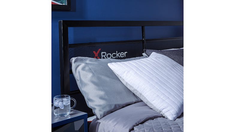 X Rocker Basecamp Gaming Bed Frame with TV Mount, Storage Double - Black