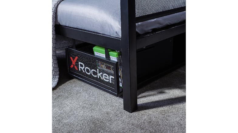 X Rocker Basecamp Gaming Bed Frame with TV Mount, Storage Double - Black