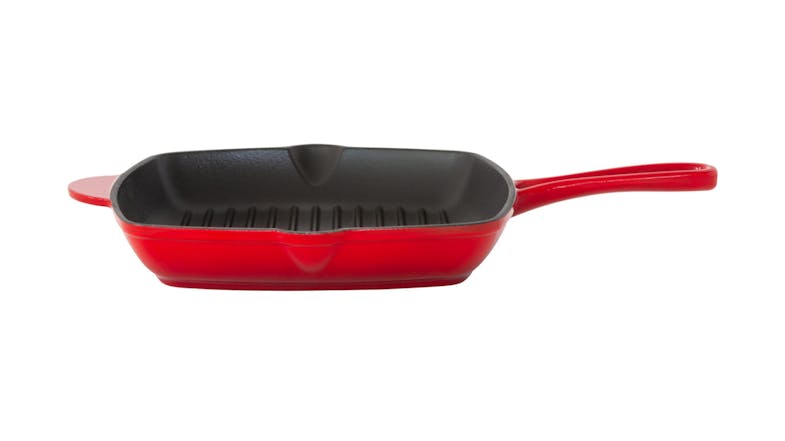 Healthy Choice Enamled Cast Iron Square Grill Pan with Lid 44 x 30cm - Red Healthy Choice Enamled Cast Iron Square Grill Pan with Lid 44 x 30cm - Red
