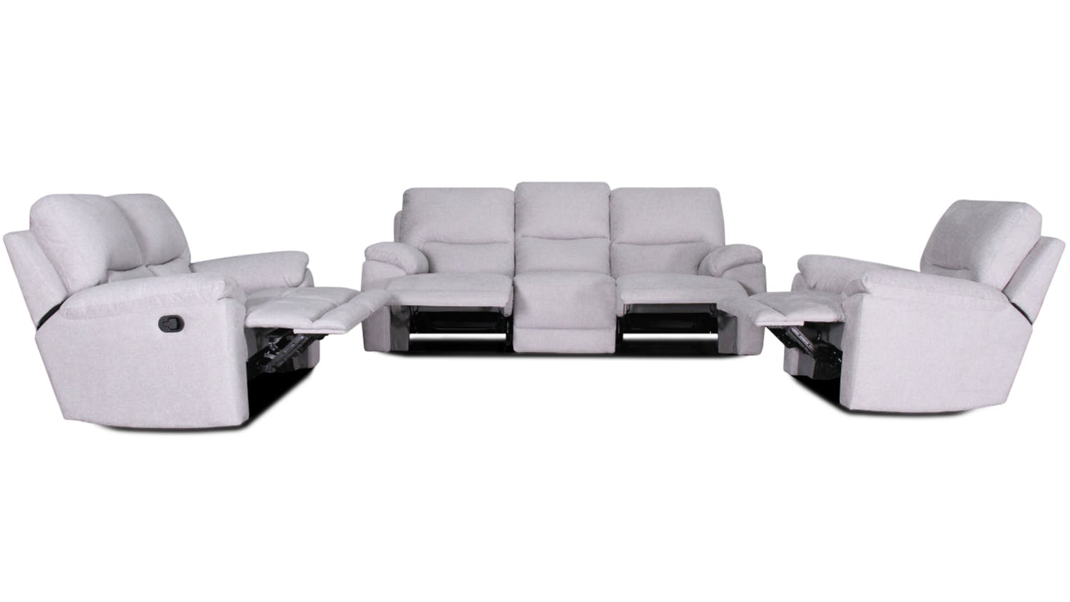 Featherstone 3 Piece Fabric Recliner Lounge Suite