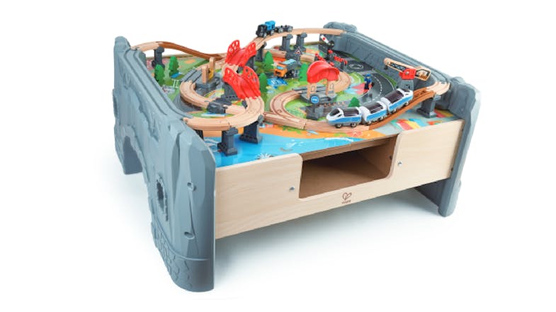 Hape Railway Play & Storage Table with Battery Powered Engine, Accessories 70pcs. Hape Railway Play & Storage Table with Battery Powered Engine, Accessories 70pcs.