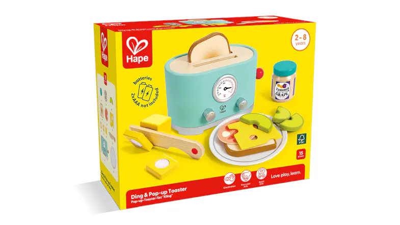 Hape Play Food Set - Ding & Pop-Up Toaster with Breakfast Hape Play Food Set - Ding & Pop-Up Toaster with Breakfast