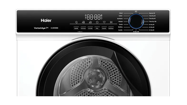 Haier 7kg 15 Program Sensor Vented Dryer - White (HDV70AWW1) Haier 7kg 15 Program Sensor Vented Dryer - White (HDV70AWW1)