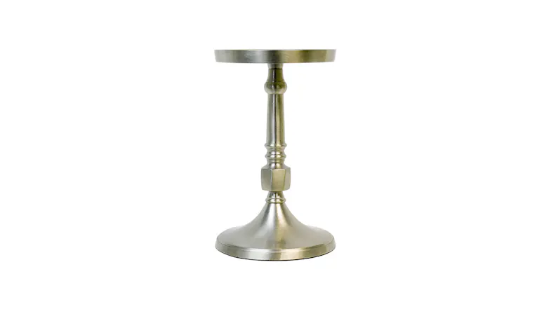 Silver Aluminium Pillar Candle Holder - Small Silver Aluminium Pillar Candle Holder - Small