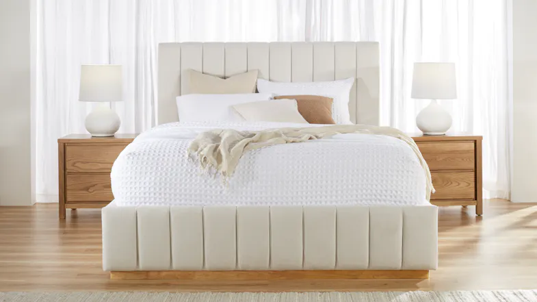 Ellie King Upholstered Bed Frame - Snow Ellie King Upholstered Bed Frame - Snow