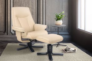 Taby Leather Recliner and Footstool