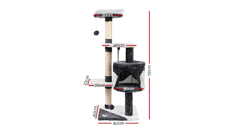 I.Pet Cat Tree Scratching Post 112cm - White/Grey I.Pet Cat Tree Scratching Post 112cm - White/Grey