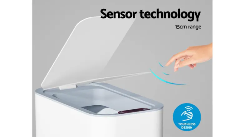 Devanti Motion Sensor Smart Bin 9L Thin Profile - White Devanti Motion Sensor Smart Bin 9L Thin Profile - White