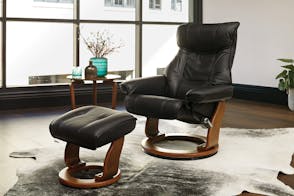 Orebro Leather Chair and Footstool - Snow