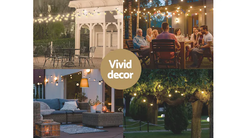 New Aim Outdoor LED S14 String Festoon Lights 95m - Warm White/White New Aim Outdoor LED S14 String Festoon Lights 95m - Warm White/White