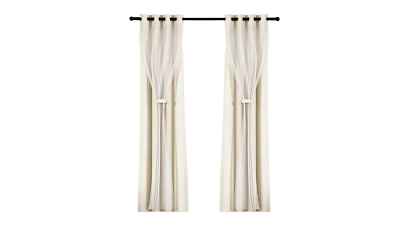 Artiss Multi-Layer Eyelet Sheer Curtains with Blackout Lining 132 x 242cm 2pcs. - Beige Artiss Multi-Layer Eyelet Sheer Curtains with Blackout Lining 132 x 242cm 2pcs. - Beige