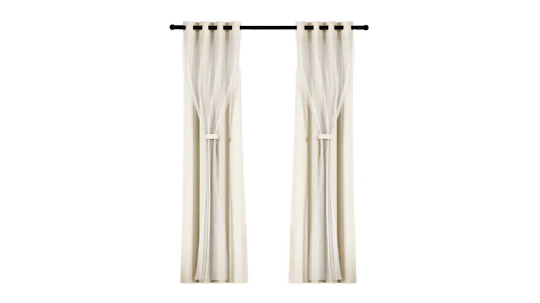 Artiss Multi-Layer Eyelet Sheer Curtains with Blackout Lining 132 x 160cm 2pcs. - Beige Artiss Multi-Layer Eyelet Sheer Curtains with Blackout Lining 132 x 160cm 2pcs. - Beige