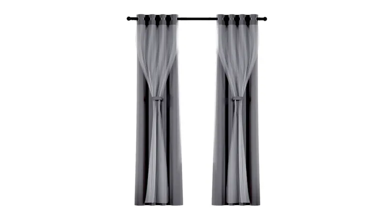 rtiss Multi-Layer Eyelet Sheer Curtains with Blackout Lining 132 x 260cm 2pcs. - Charcoal rtiss Multi-Layer Eyelet Sheer Curtains with Blackout Lining 132 x 260cm 2pcs. - Charcoal