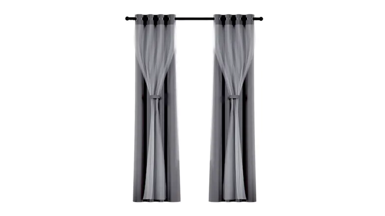 Artiss Multi-Layer Eyelet Sheer Curtains with Blackout Lining 132 x 274cm 2pcs. - Charcoal Artiss Multi-Layer Eyelet Sheer Curtains with Blackout Lining 132 x 274cm 2pcs. - Charcoal